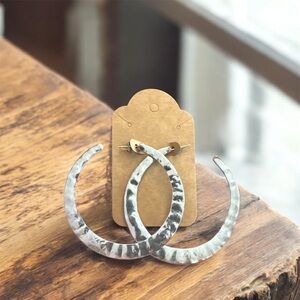 Silver Hammered Hoop Earrings